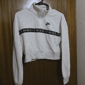 Nike Air cropped sweatshirt, size small, lightly marled grey